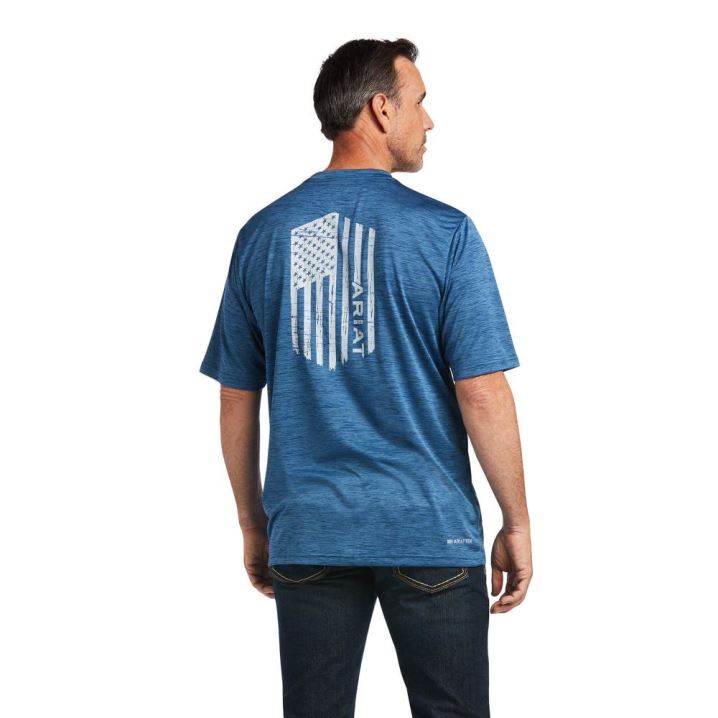 Ariat Charger Vertical Flag Tee Skyfall | XxDcSSnF