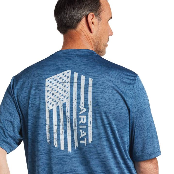 Ariat Charger Vertical Flag Tee Skyfall | XxDcSSnF