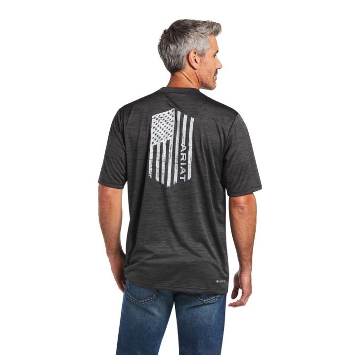 Ariat Charger Vertical Flag Tee Tiefesgrau | VHyNYbro