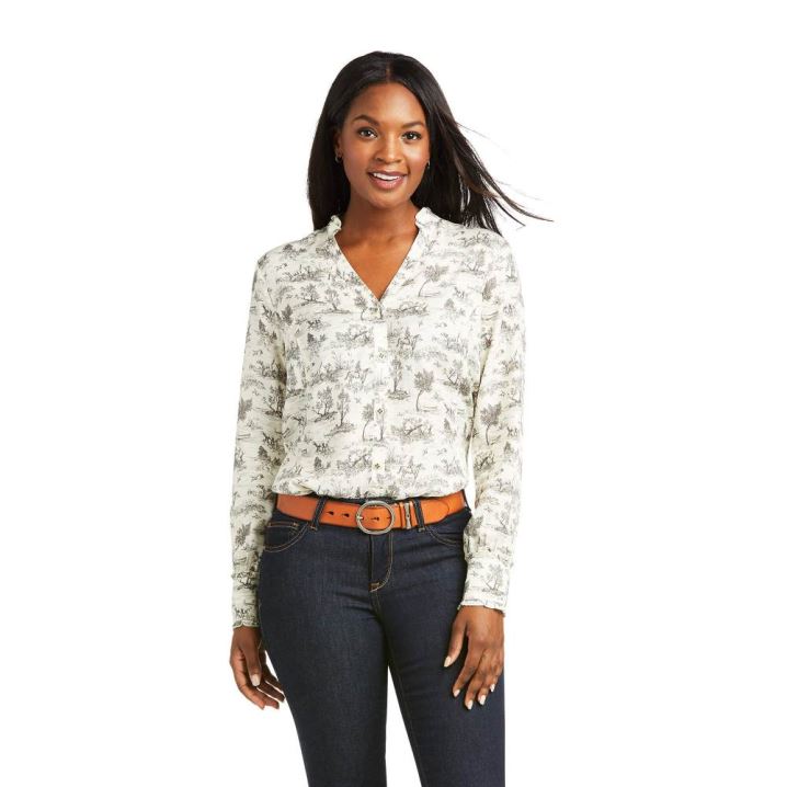 Ariat Clara Blouse Vanilla Toile | EwfaX1i6