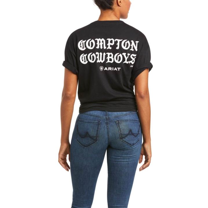 Ariat Compton Cowboys Ariat T-shirt Schwarz | BfFXOYCK