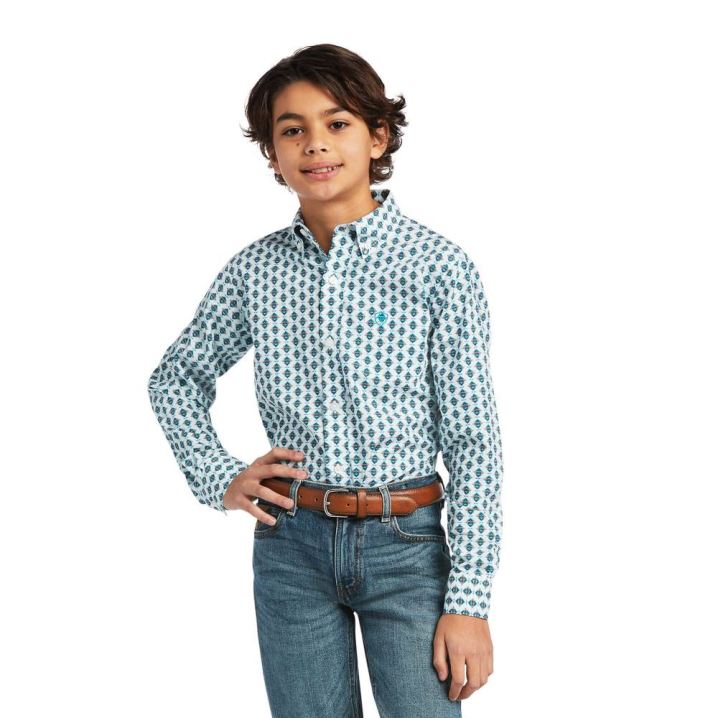 Ariat Derek Klassische Fit Shirt Weiß | 7sw9UX2r