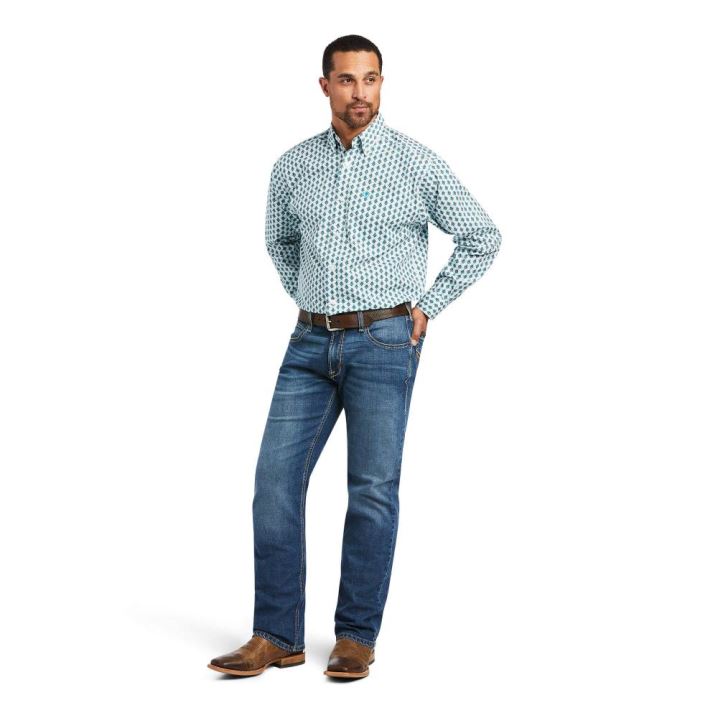 Ariat Derek Klassische Fit Shirt Weiß | QvbP1lsP