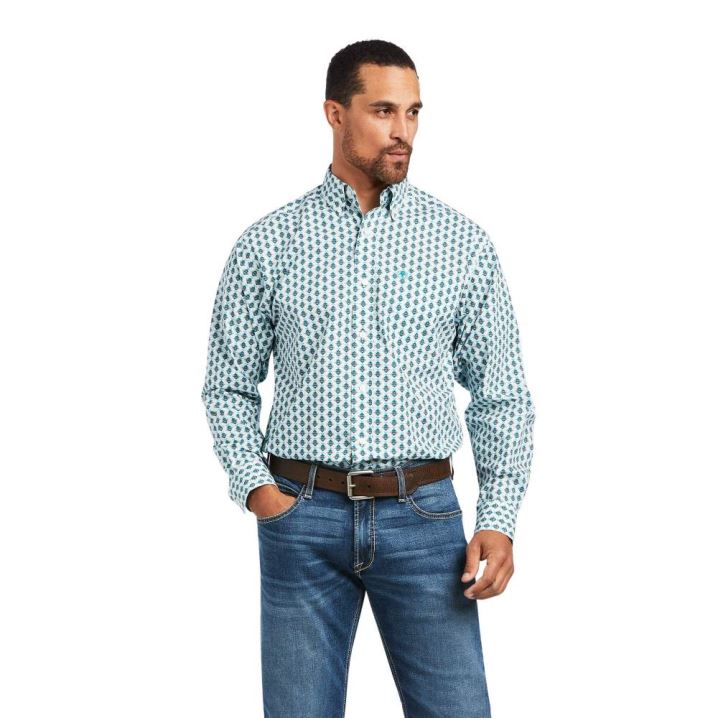 Ariat Derek Klassische Fit Shirt Weiß | QvbP1lsP