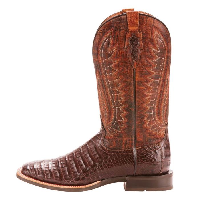 Ariat Double Down Western Boot Antique Pecan Caiman Belly | cd9VjNie