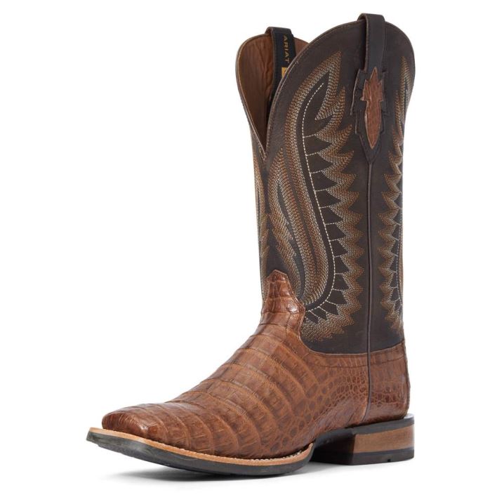 Ariat Double Down Western Boot Caramel Caiman Belly | hepCA9yv