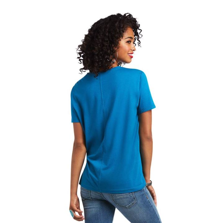 Ariat Element T-Shirt Blau | x00TGHTg