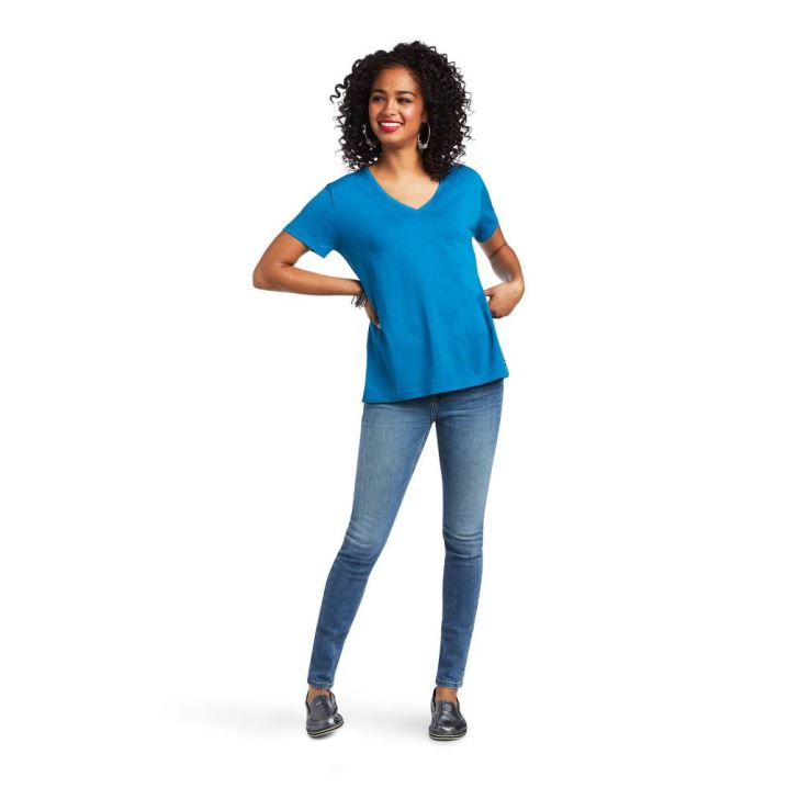 Ariat Element T-Shirt Blau | x00TGHTg