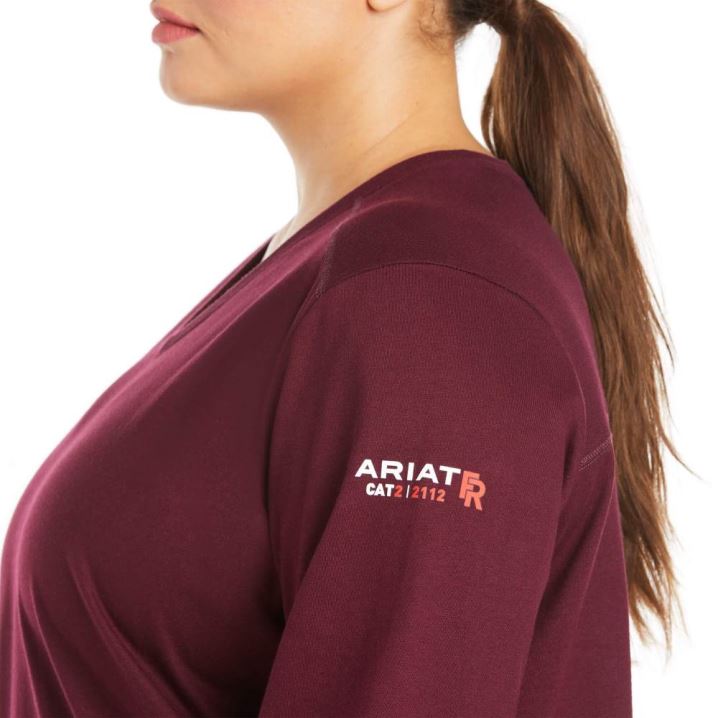 Ariat FR AC Crew Top Malbec | IdM8mql7