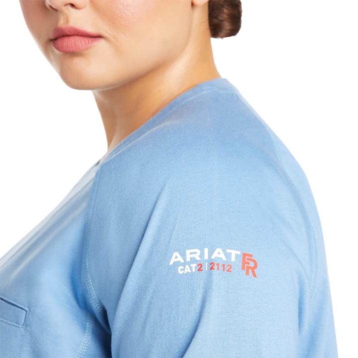 Ariat FR Air Crew T-Shirt Blau | Qldamyff