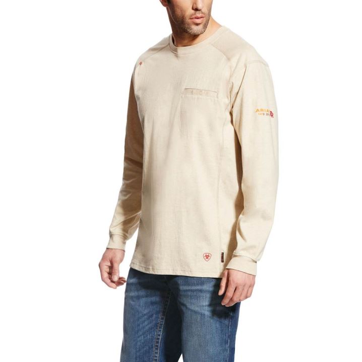 Ariat FR Air Crew T-Shirt Sand Heather | GCPYtfQF