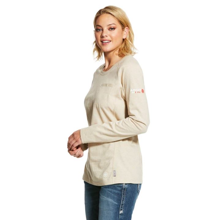 Ariat FR Air Crew T-Shirt Sand Heather | RmFtU70n