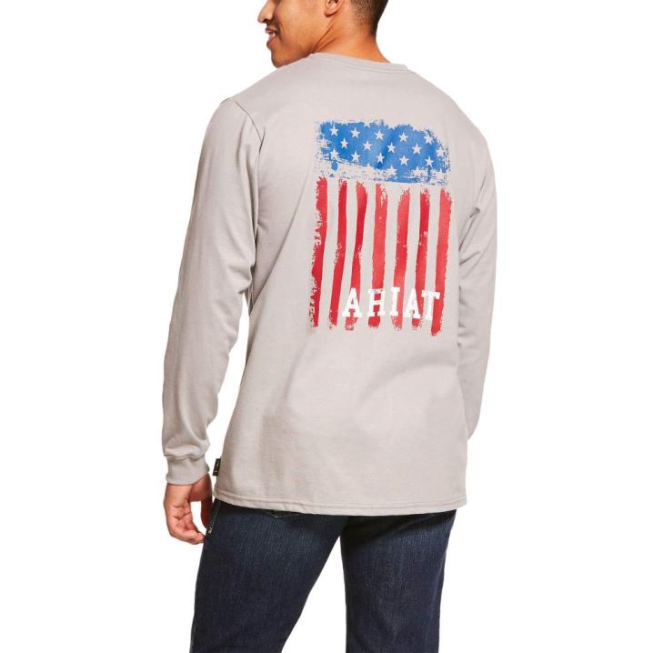 Ariat FR Americana Graphic T-Shirt Silber | XSnyRKVn