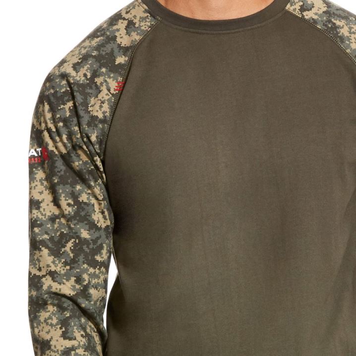 Ariat FR Baseball T-Shirt Olivgrün Camouflage | abp6Fqnn