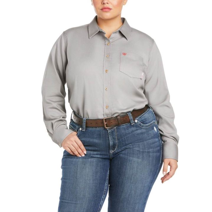 Ariat FR Basic Arbeits Shirt Silber | tjrHxY70