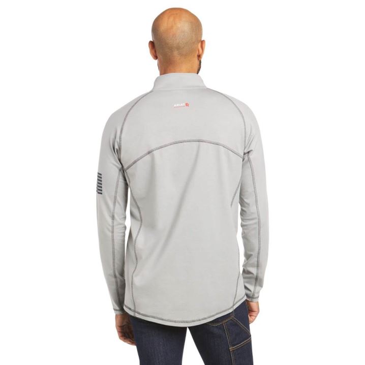 Ariat FR Combat Stretch Patriot 1/4 Zip Arbeits Shirt Silber | 50M1czqu