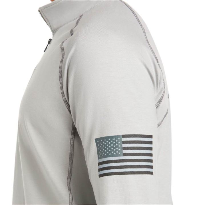 Ariat FR Combat Stretch Patriot 1/4 Zip Arbeits Shirt Silber | 50M1czqu