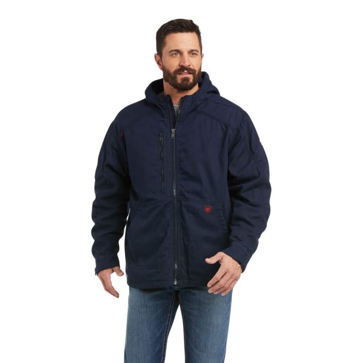 Ariat FR DuraLight Stretch Canvas Jacket Navy | xf1G5ZPa