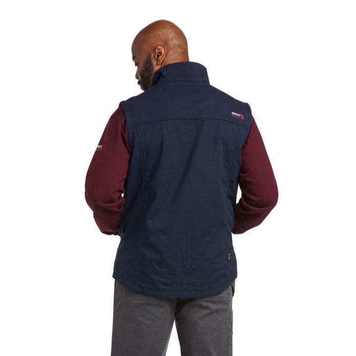 Ariat FR DuraLight Stretch Canvas Vest Navy | MZHKUFwk