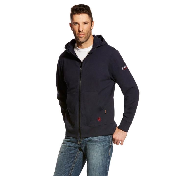 Ariat FR DuraStretch Full Zip Hoodie Navy | OaASnuCv