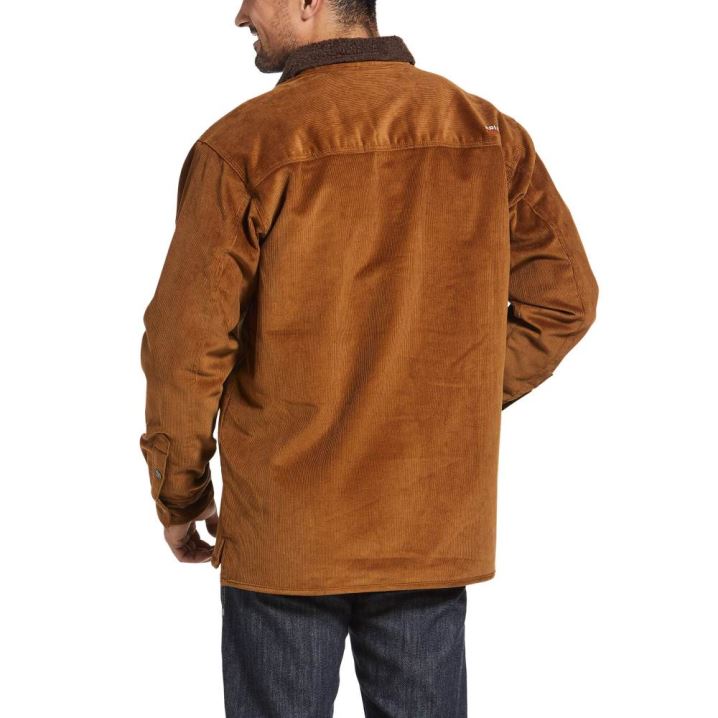 Ariat FR DuraStretch Sherpa-lined Corduroy Shirt Jacket Braun | 8wWxGOUa