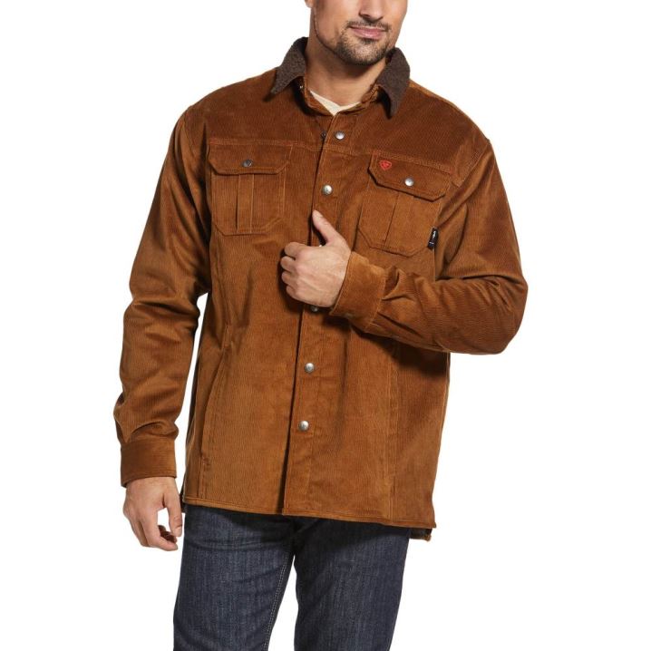 Ariat FR DuraStretch Sherpa-lined Corduroy Shirt Jacket Braun | 8wWxGOUa