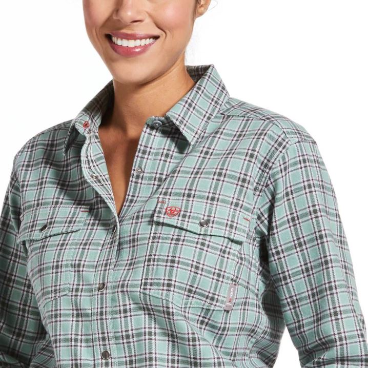 Ariat FR Eberly Snap Arbeits Shirt Blau | I0zLIpGl