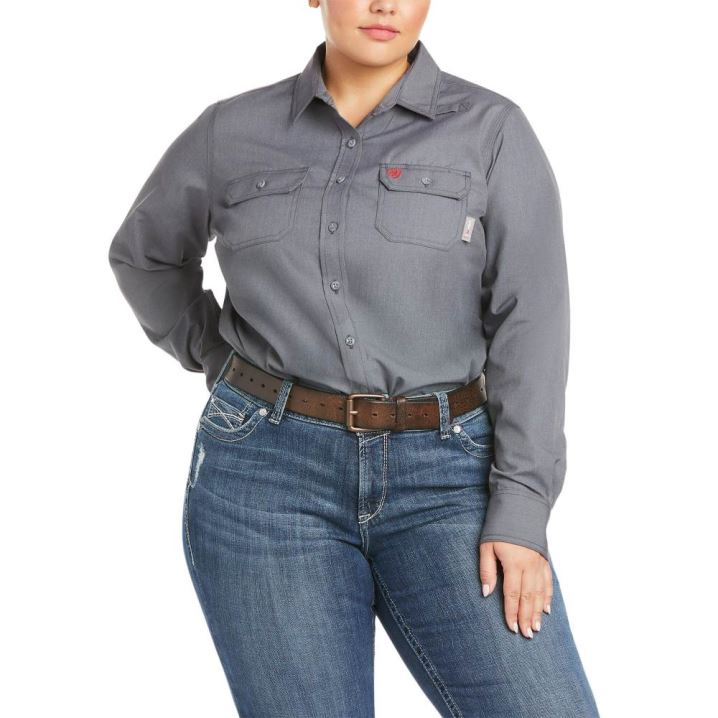 Ariat FR Featherlight Arbeits Shirt Gunmetal | KOVkkFiQ