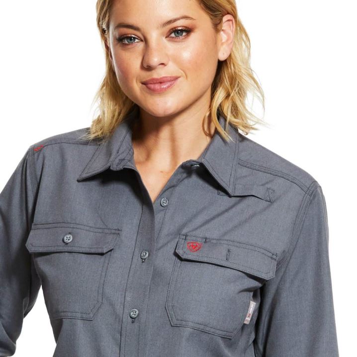 Ariat FR Featherlight Arbeits Shirt Gunmetal | KOVkkFiQ