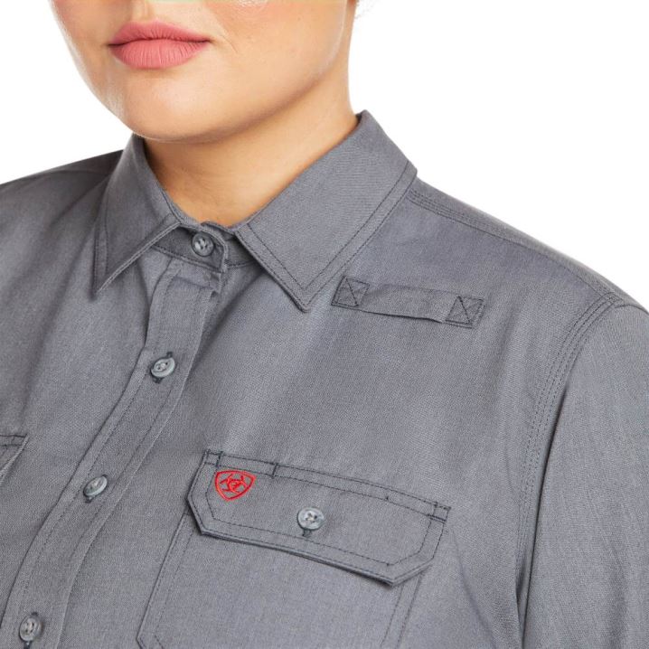 Ariat FR Featherlight Arbeits Shirt Gunmetal | KOVkkFiQ