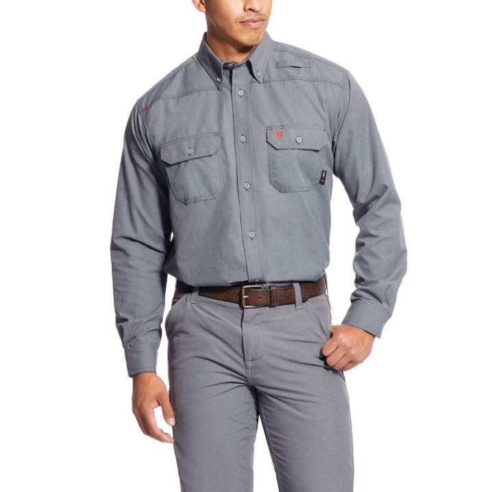 Ariat FR Featherlight Arbeits Shirt Gunmetal | vrmydTPj