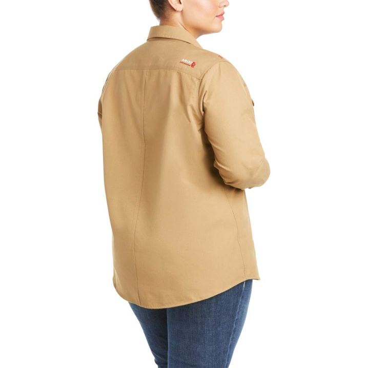 Ariat FR Featherlight Arbeits Shirt Khaki | CatBBl2a