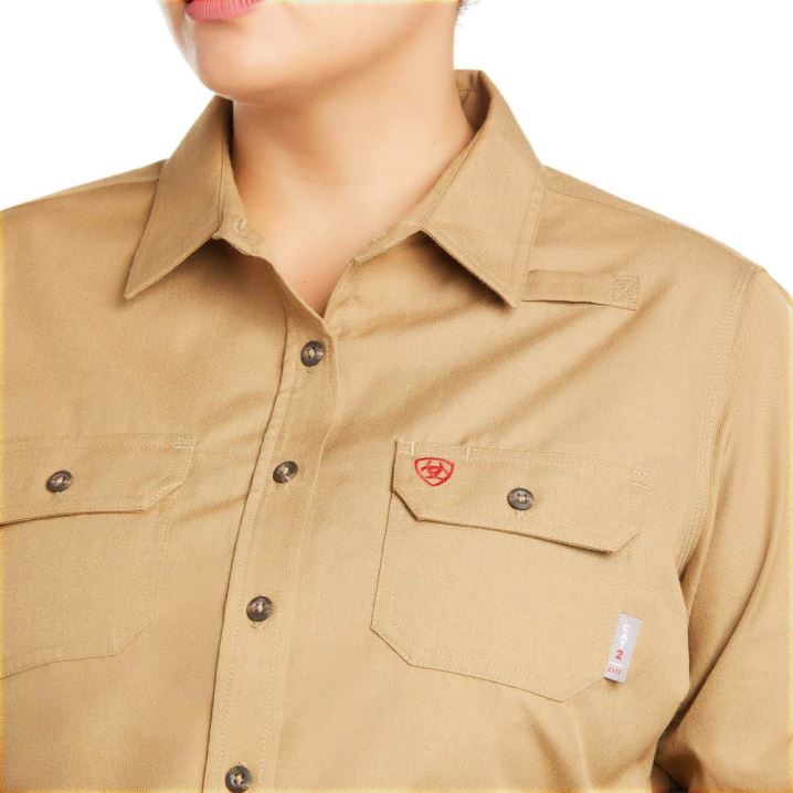 Ariat FR Featherlight Arbeits Shirt Khaki | CatBBl2a