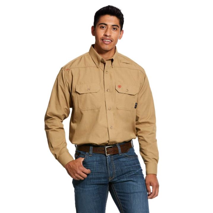 Ariat FR Featherlight Arbeits Shirt Khaki | xb3IAoTa