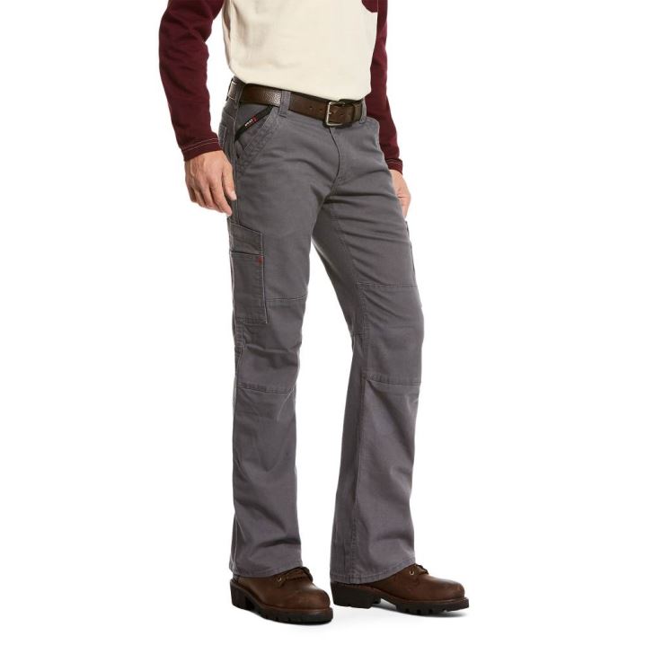 Ariat FR M5 Straight Stretch DuraLight Canvas Stackable Straight Leg Pant Grau | nYmrI6pv