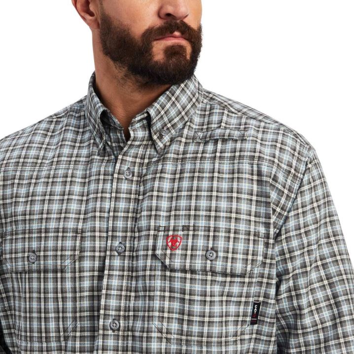 Ariat FR Plaid Featherlight Arbeits Shirt Türkis | kHEeTTox