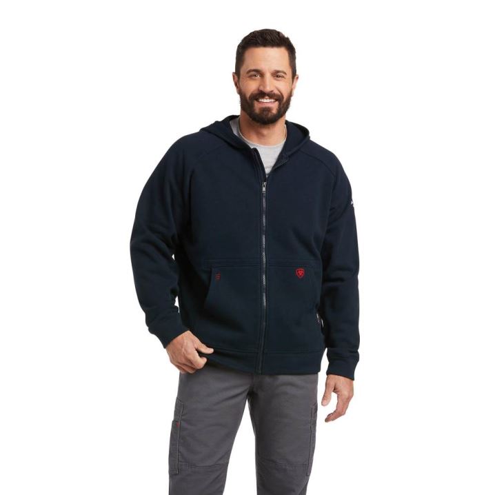 Ariat FR Primo Fleece Alloy Flag Full Zip Hoodie Navy | 223iQVfL