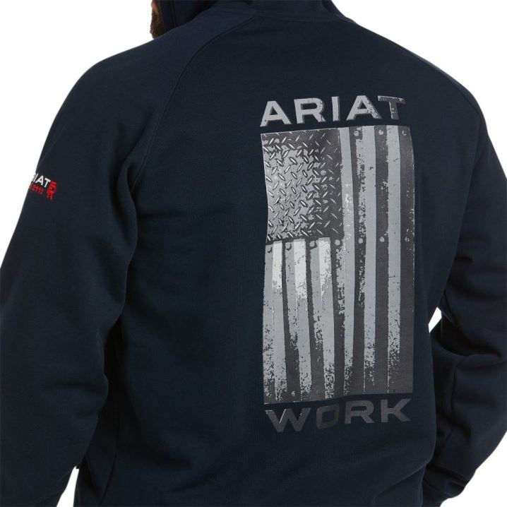 Ariat FR Primo Fleece Alloy Flag Full Zip Hoodie Navy | 223iQVfL