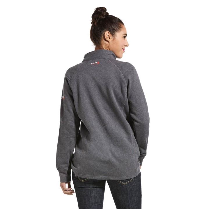 Ariat FR Rev 1/4 Zip Top Grau | 9RzAyOR9