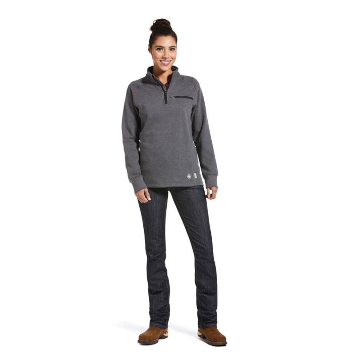 Ariat FR Rev 1/4 Zip Top Grau | 9RzAyOR9