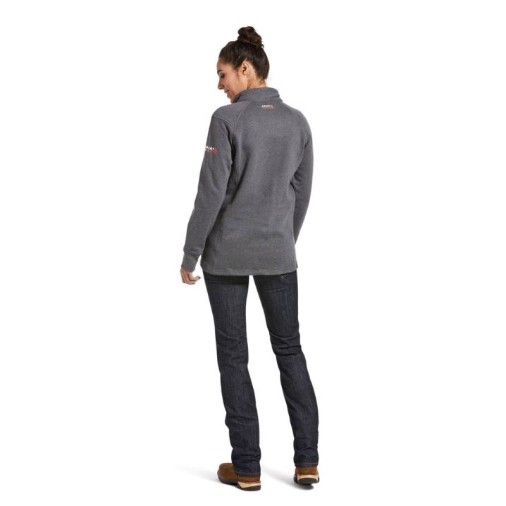 Ariat FR Rev 1/4 Zip Top Grau | 9RzAyOR9