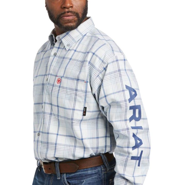 Ariat FR Sawyer Logo Arbeits Shirt Weiß Mehrfarbig | kOHmDXLZ