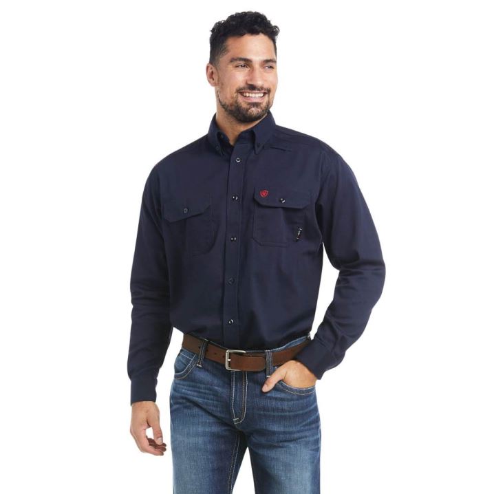 Ariat FR Solid Arbeits Shirt Navy | bddlaYEM