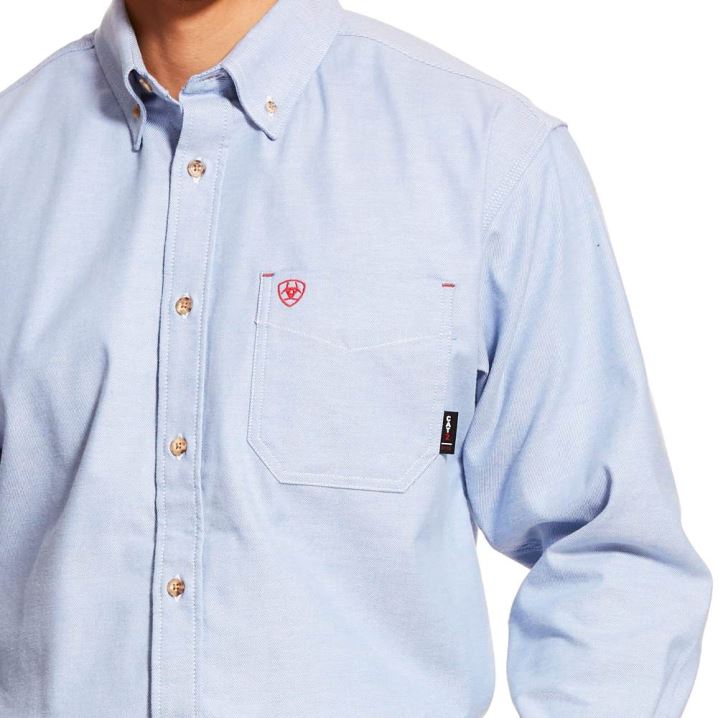 Ariat FR Solid Twill DuraStretch Arbeits Shirt Blau | rjza8J5t