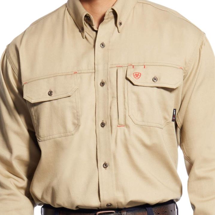 Ariat FR Solid Vent Arbeits Shirt Khaki | vg2z2qH5