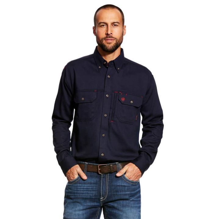 Ariat FR Solid Vent Arbeits Shirt Navy | mKS4ccWq