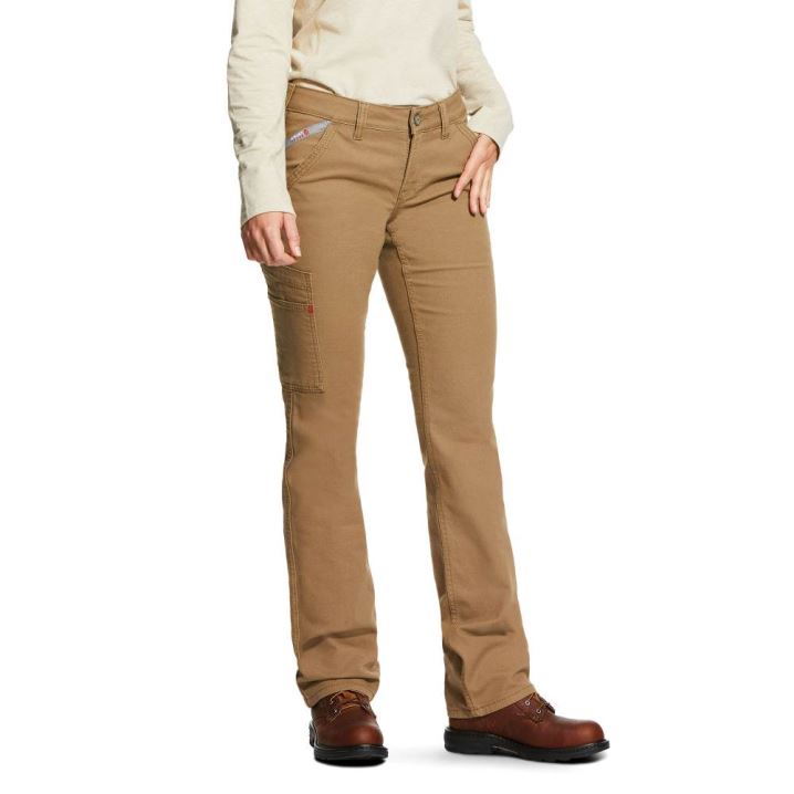 Ariat FR Stretch DuraLight Canvas Stackable Straight Leg Pant Khaki | vezLBx3H