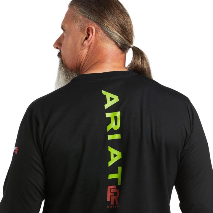 Ariat FR Stretch Logo T-Shirt Hellgrün Schwarz | DTcWez5h