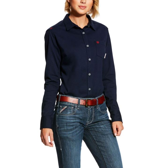 Ariat FR Taylor Knit Arbeits Shirt Navy | e5wIWTFw