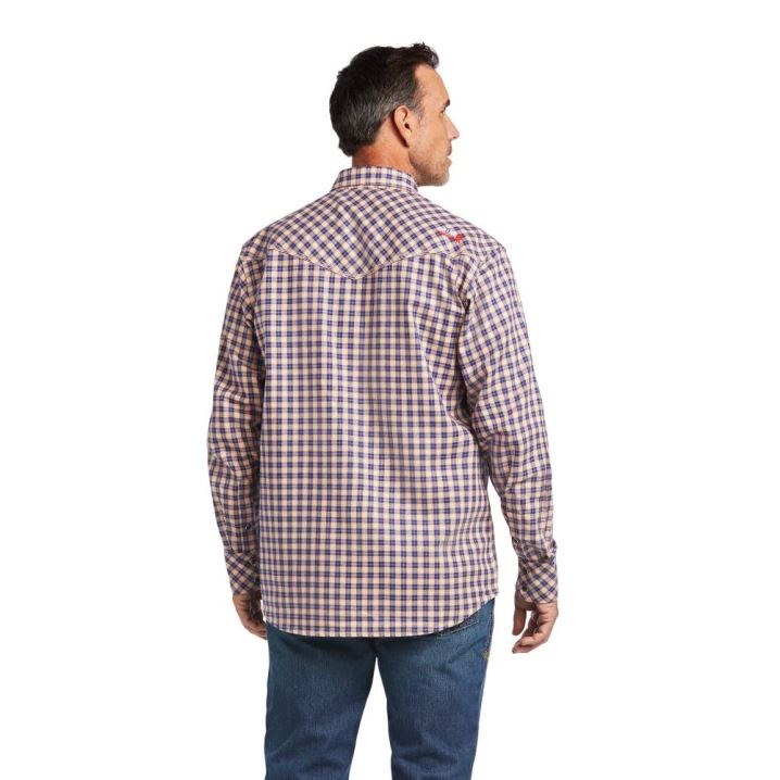 Ariat FR Travis Retro Fit Snap Arbeits Shirt Koralle | 2nRinRcL